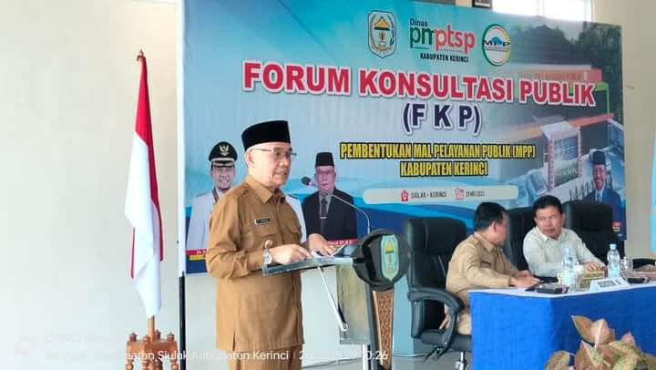 Bupati Kerinci Membuka Acara Forum Konsultasi Publik Terkait Pembentukan Mal Pelayanan Publik.