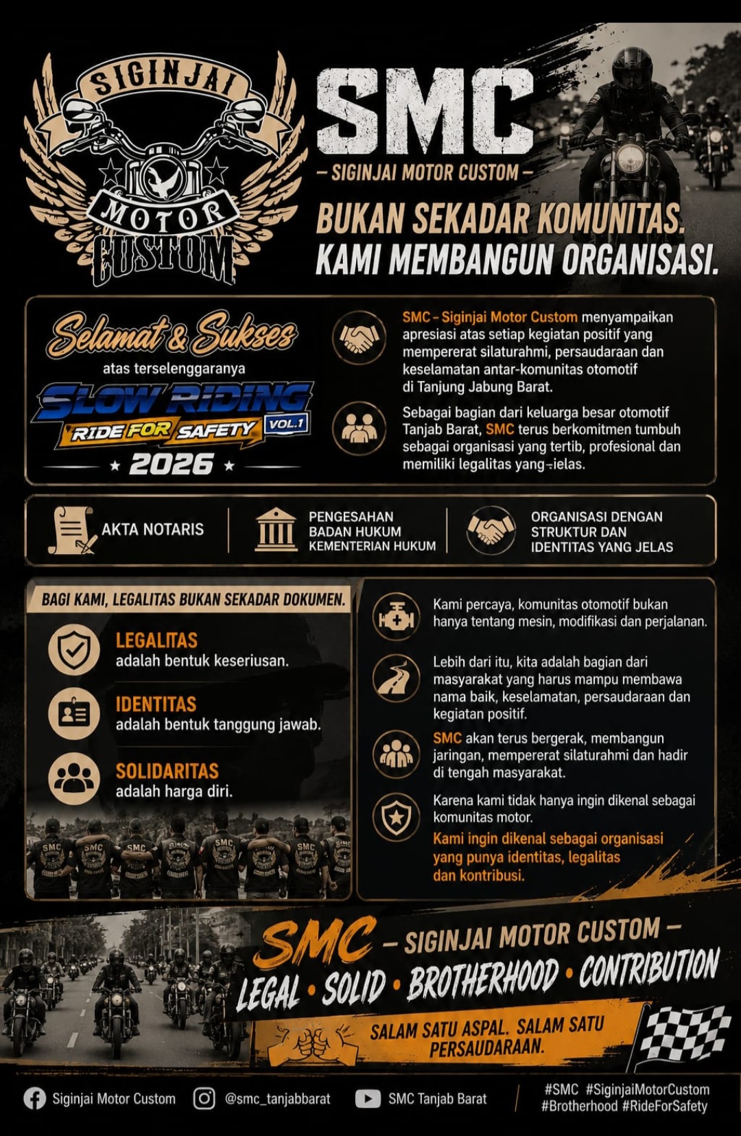 Selamat dan Sukses atas Gelaran Slow Riding 2026 Vol.1 Tanjab Barat, SMC : Salam Satu Aspal!