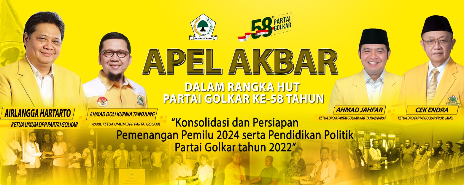 500 Peserta, semarak kan   Apel Akbar HUT ke-58 Partai Golkar Tanjab Barat hari ini 