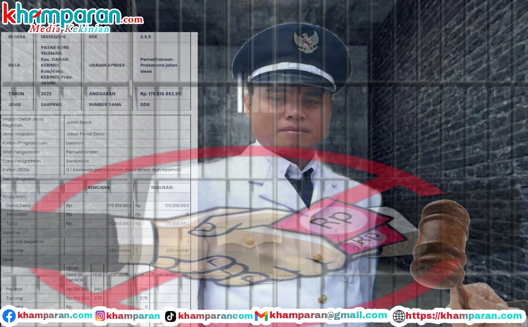 Memperkaya diri sendiri, Kades Desa Pasar Sore Seleman Diduga Kuat Tilap Anggaran Dana Desa Di Tahun 2022.